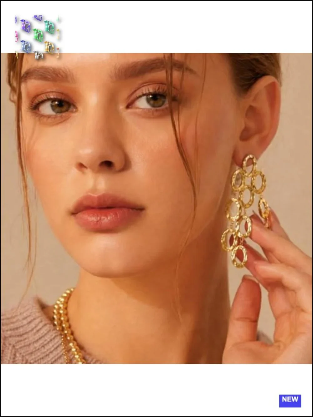 18K Gold Plated Statement Hammered Chandelier Dangle Earrings, Long Drop